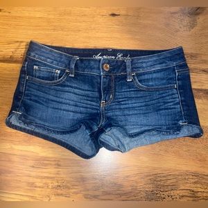 American Eagle Low rise Y2K jean shorts dark wash